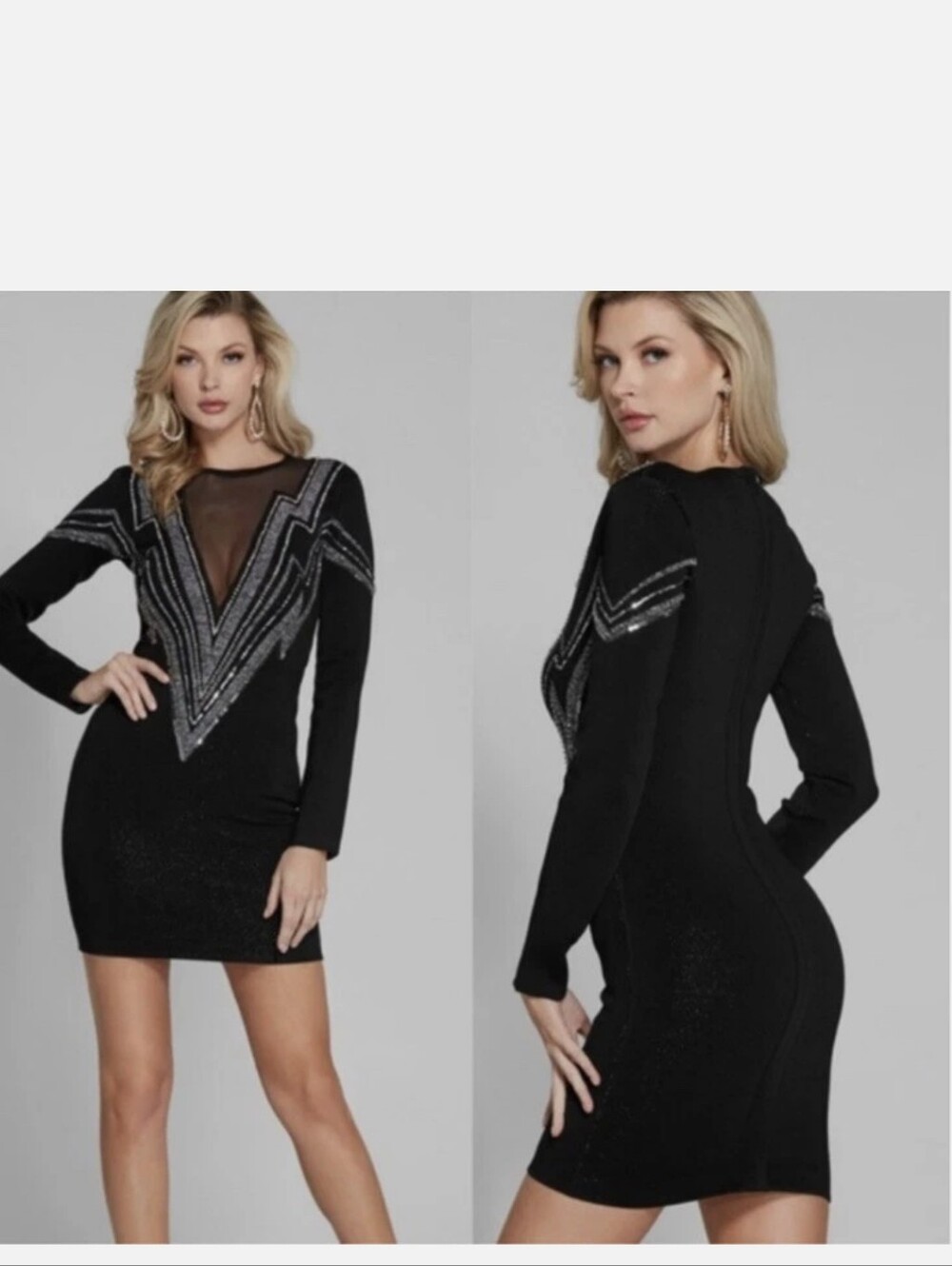 Guess by Marciano Black Long-Sleeve Embellished Mini Dress - Picture 11 of 11